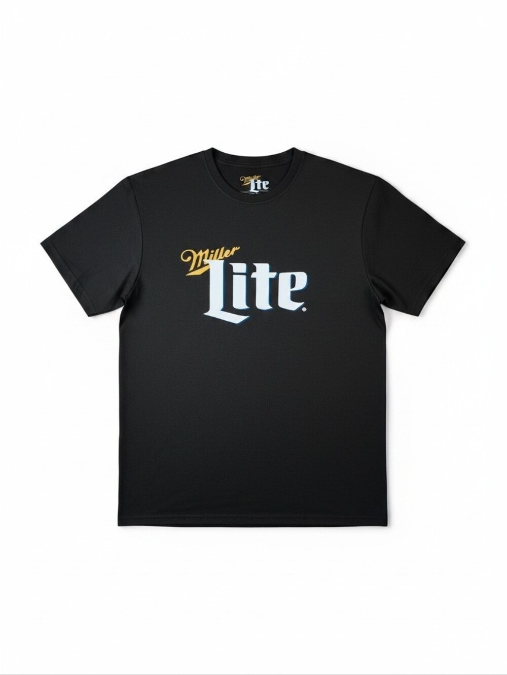 Miller Lite Beer Logo T-Shirt Men's XXL Black Graphic Short Sleeve Tee